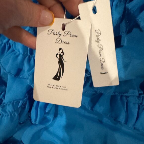 Women's BLUE Short Ruffle Homecoming Formal Gown Ball Party Evening Prom Dresses - Picture 12 of 16